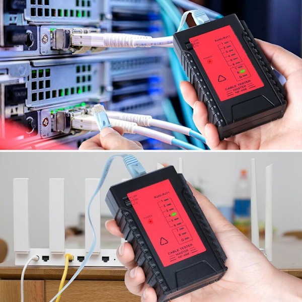 Kabeltester, nettverkslinje-lapptester RJ45 RJ11 detektorlokalisator Ethernet nettverkskabelsporer, rød-svart