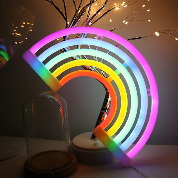 Neon-kyltti Rainbow Yövalo LED-lamppu Yöseinävalaisin LED-neonvalot Valo Neon-kyltit, Paristo- tai USB-virralla, Seinäkoriste, Joululahjat, Koti