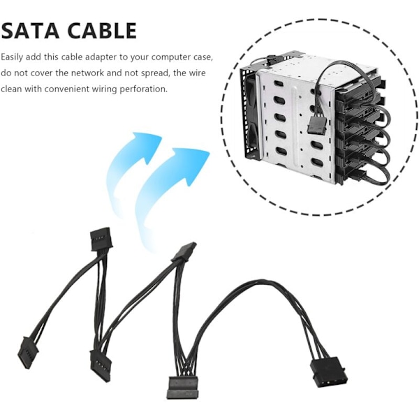 4-polig IDE 1 till 5 SATA 15-polig Splitterkabel Hårddisk Strömförsörjning för DIY PC Server 18AWG Ström