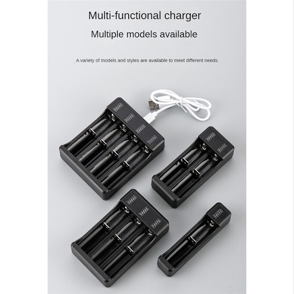 18650 Oplader med Type-C Kabel Smart Lithium Batteri 4.2V til 14500 26650 18650, 3 Slots