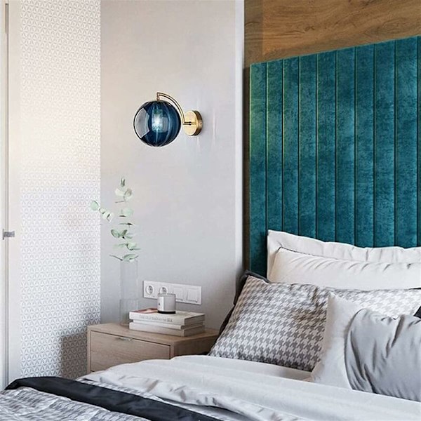 Væglampe LED Farverig Glas Globe Væglampe Gylden Komplet Metalbeslag Enkel Indendørs Sconce Belysning Dekoration til Soveværelse Stue Gang Hvile