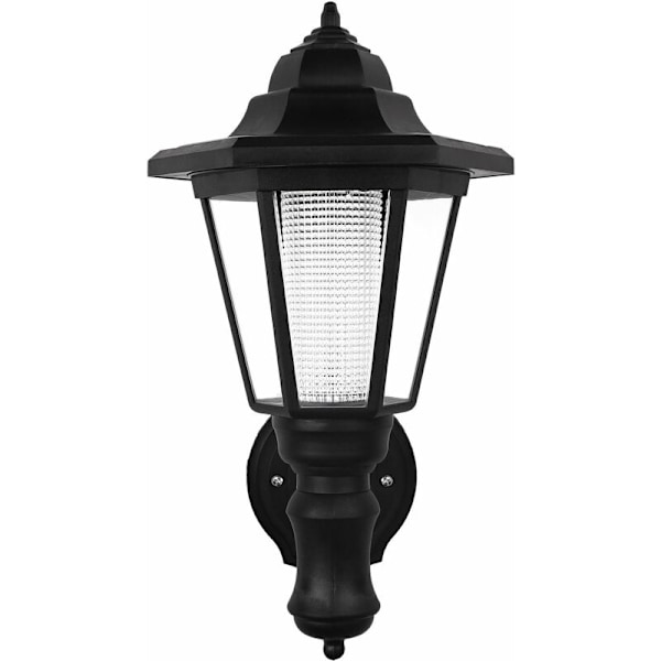Solcellsdriven LED-vägglampa för utomhus, väggmonterad säkerhetslampa, trädgård, staket, gård, hexagonformad lampa (kallvit)