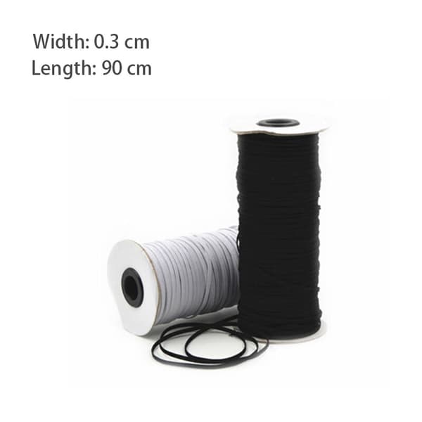 90 meter lång DIY flätad elastisk bandkabel stickning syband, svart, 0,3 centimeter