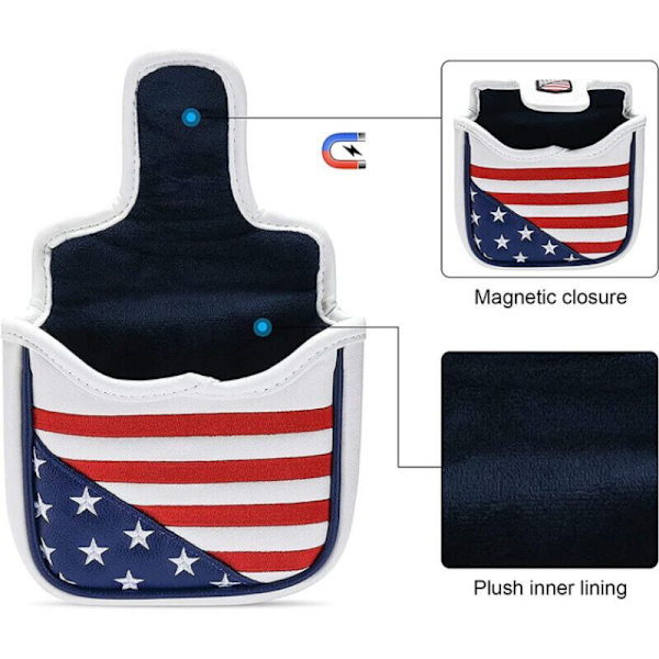 Läder golfklubbsöverdrag, American Stars golfklubbsöverdrag för klubbskydd, golfputteröverdrag lämplig för de flesta järn