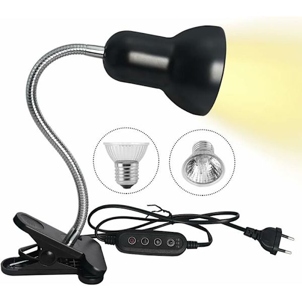 Reptillampe skilpaddelampe skilpadde varmelampe med timer 360° roterbar UVB-lampe for skilpadder slanger blinde slanger osv.