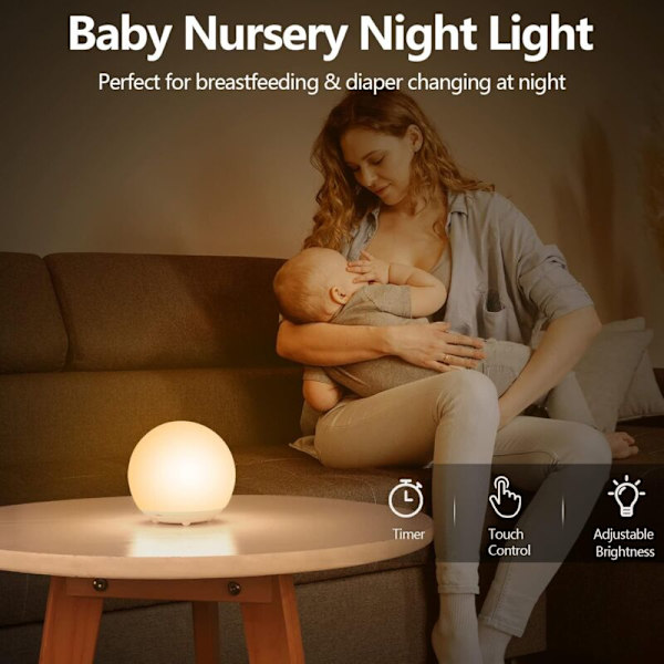 Nattlampa för barn, USB-laddningsbar sänglampa, LED-nattlampa, dimbar, beröringskänslig, 7 färger, för sovrum, barn