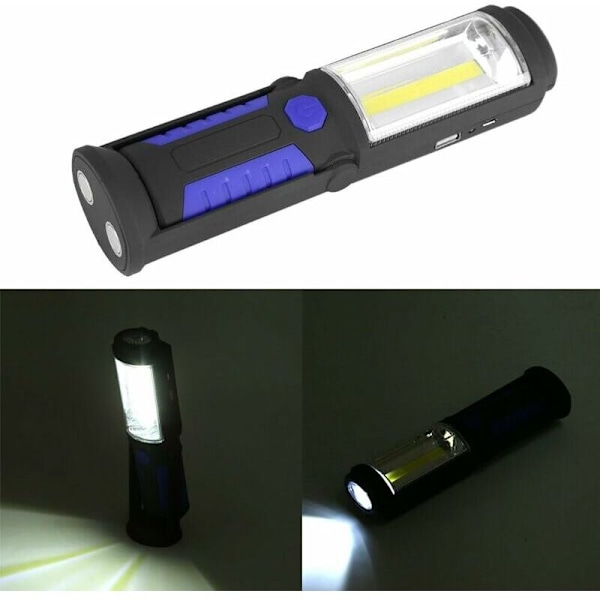 Latautuva LED-työvalo magneettisella LED-taskulampulla 2200mAh COB LED 650Lm 3W autolle, autotallille, työpajaan, leirintäalueelle, DIY-projekteihin (sininen)