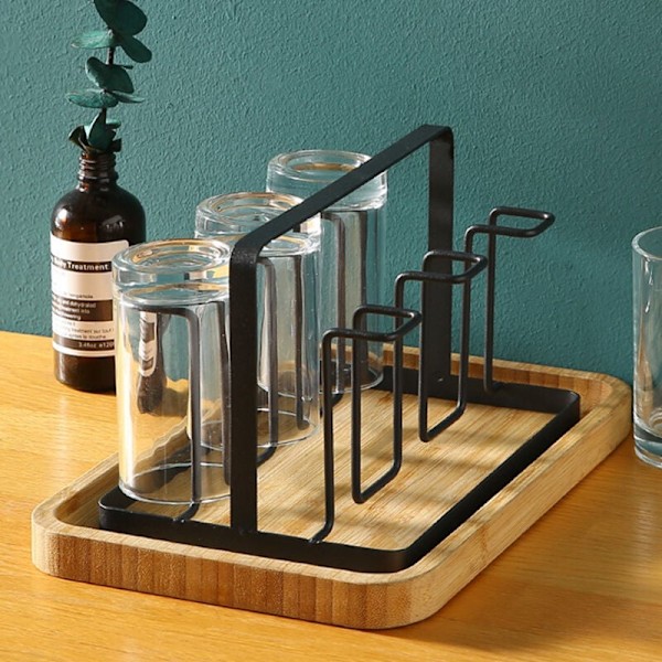 6 Kopper Glas Holder Rack Tørrestativ Køkken Hjem Kop Holder Hængende Dræner Opbevaring Rack Tilbehør