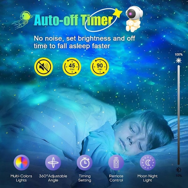 Stjernehimmel Astronaut Projektionslampe, Stjerneatmosfære Natlys, Astronaut Laser Nebula Lampe med Fjernbetjening (Hold Ballonen)