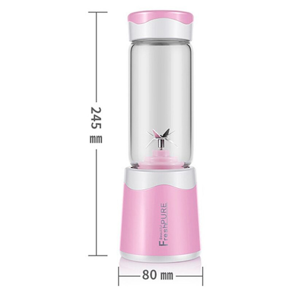 Bärbar juiceblender USB juicerkopp multifunktionell fruktmixer sexbladig smoothies - Rosa