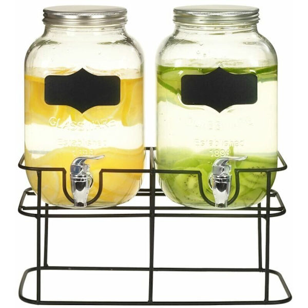 2 stk Drikkeautomater med Holder 2 x 4 L Glas vidaXL