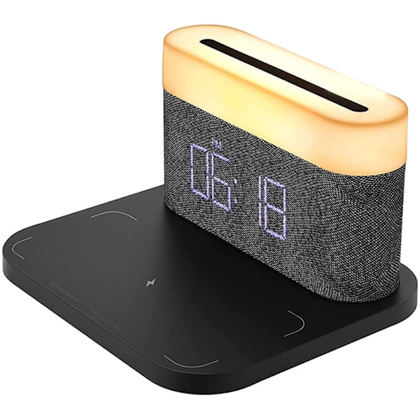 Digital vækkeur med LED-lys 15W Max Ladningsfri Touch-natlampe Justerbar lysstyrke 5-100%