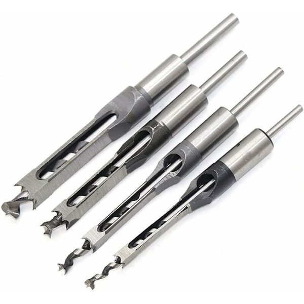 4-pack Kvadratiska Hålborrmejsel Set, Stål Hålmejsel, Snickeriverktyg Set (1/4 -1/2 - 5/16 - 3/8 Tum)