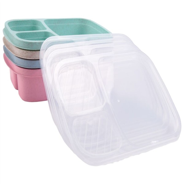 4 Pack Bento Lunch Box, 3 Compartment Meal Prep Containers, Kids Lunch Box, Reusable Food Storage Containers - Stackable