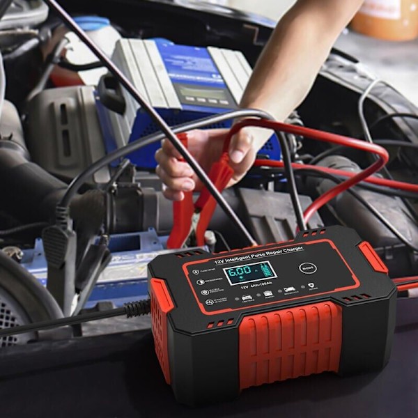 12V 6A Intelligent Bilbatterilader 12V Bilbatteri Vedligeholdelse Desulfator med Temperaturkompensation--