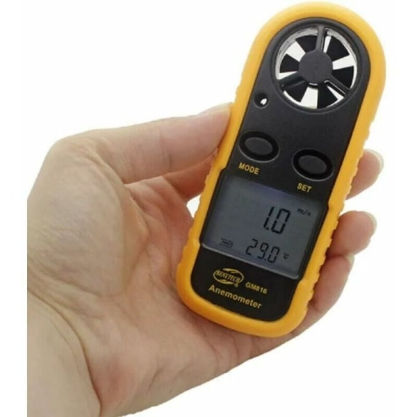 Digital Anemometer Anemometer med baggrundsbelyst LCD-display, der måler lufthastighed, luftstrøm og udendørs lufttemperatur til aktiviteter