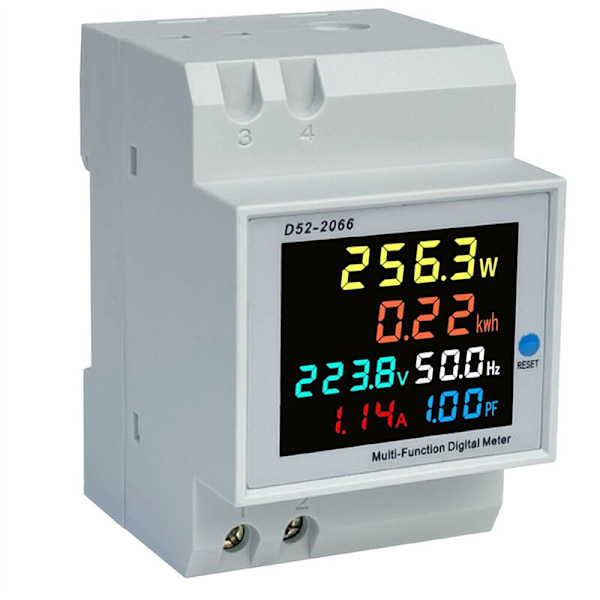 DIN-skena Digital Voltmeter Ström Wattmeter Elektrisk Energi KWh-mätare Frekvens Volt Amp Monitor Inbyggd CT