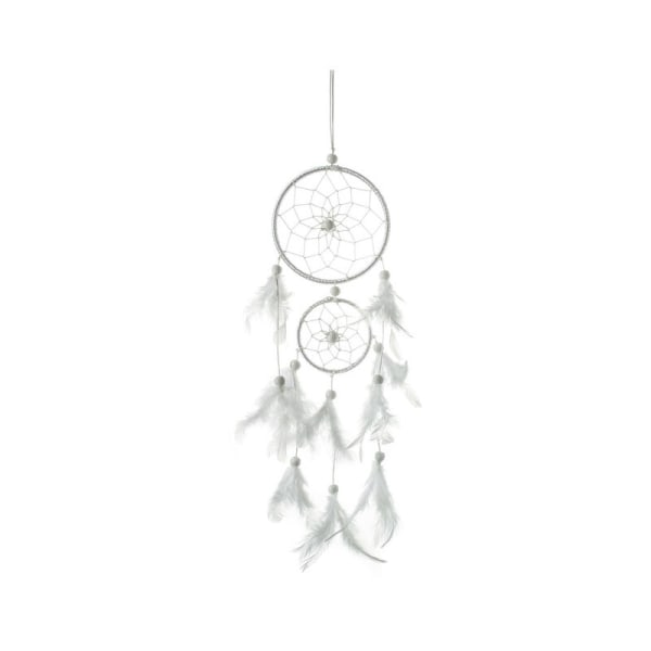 Feather Dream Catcher, Large Dream Catcher with 2 Circles for Bedroom Home Decoration Wall Hanging Mobile Decorative Girls Kids Gift (White)