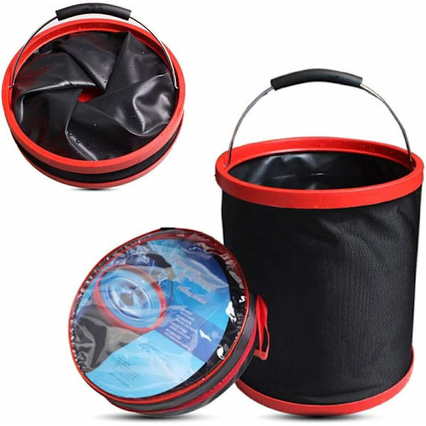 Sammenklappelig bilvaskespand Sammenklappelig spand 12L 3,17gal Camping Fiskeri Heavy Duty med opbevaringspose til indendørs udendørs -