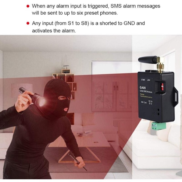 GSM Trådlöst Larm System, GA09 Mini Larm Box Antenna Intelligent SMS Text Samtal Auto Larm för Hem, Industriell Fabrik, Lager, Kontrollrum