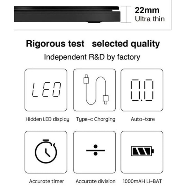 2 kg/0,1 g droppkaffeskala med timer, bärbar elektronisk digital köksskala, hög precision LED-elektronisk våg