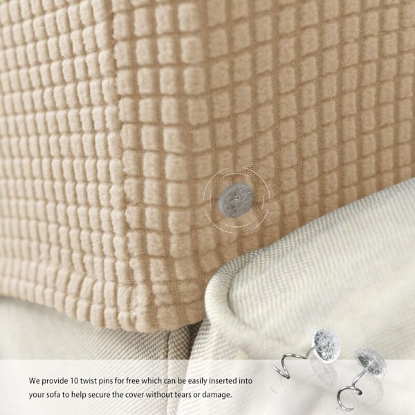 Sæt af 2 Jacquard Stretch Sofa Armlæn Beskyttelsesbetræk Anti-Slip Møbelbeskytter Armlæn Betræk til Sofa Recliner Beige