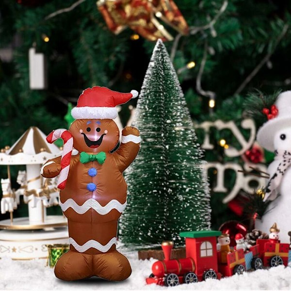 Oppustelig Julemand, Dekoration Julelys LED Dekoration Fest Hjem Have Udendørs Ornament, 1.5m