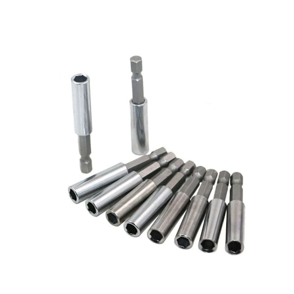 Kampanj Magnetisk Bithållare Set om 10 st Skruvmejsel Bitsförlängning 1/4\" Hex Skaft Elverktyg 60mm