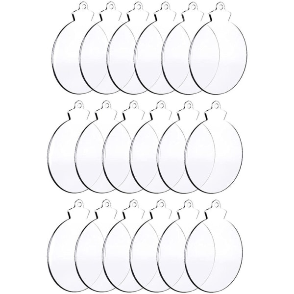 50Pcs Round Acrylic Christmas Ornament White Transparent Acrylic Ornament with Hole for DIY, Holiday