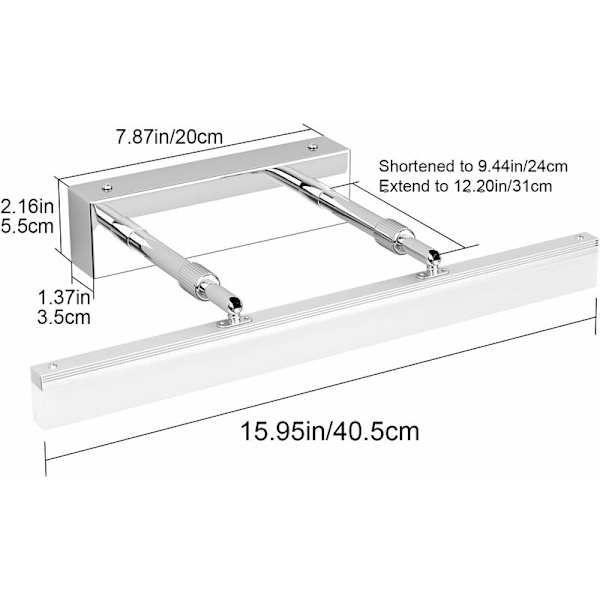 LED-peililamppu 40CM, kylpyhuoneen seinälamppu 585LM 9W 6000K, peililamppu kylpyhuoneeseen IP44 LED-seinälamppu moderni kylpyhuoneen lamppu säädettävällä valopäällä