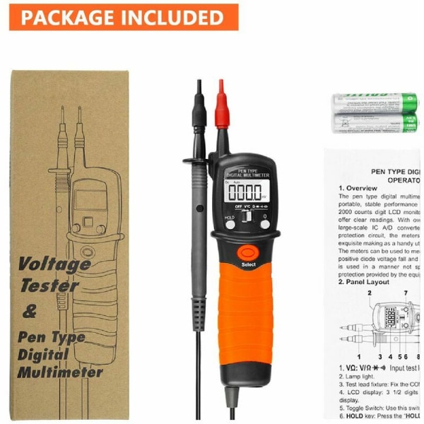 Multimeter, Elektrisk Tester, Digital Pen Multimeter, Multimeter, AC/DC Spændingsmåler Modstandstester Tæller til Måling af Voltmeter Modstand Diod