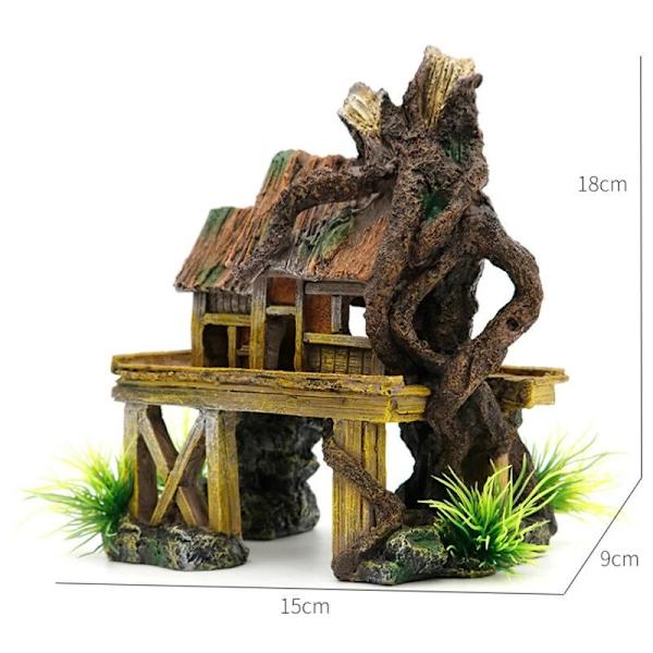 Akvarie Dekoration Kunstig Fisk Reptil Ly Aquarium Landskab Harpiks Bygning Ornamenter Dekor