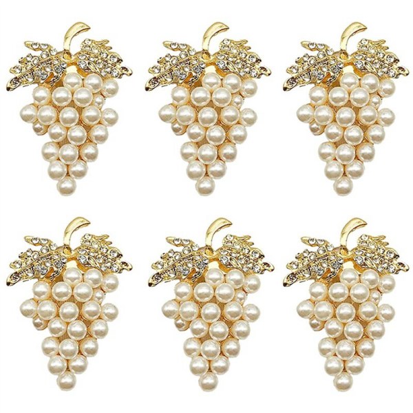 Druvset med 24 Servettringar, med Legeringsservettring Imitation Diamant Glitter och Pärla Inlagd