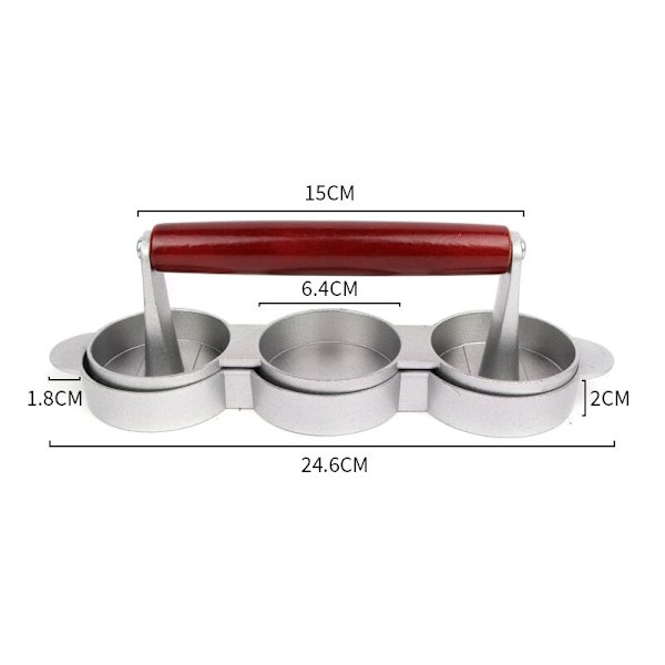 Mini Hamburgerpresser Non-Stick 3 Slot Små Patty Press Triple Bøf Maker Form Maskine Kød Køkken