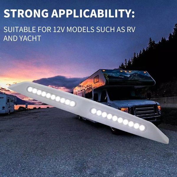 12V LED-katosvalaisin asuntoautoon, 20 merivalaisinta, ulkovalaisin, valkoinen