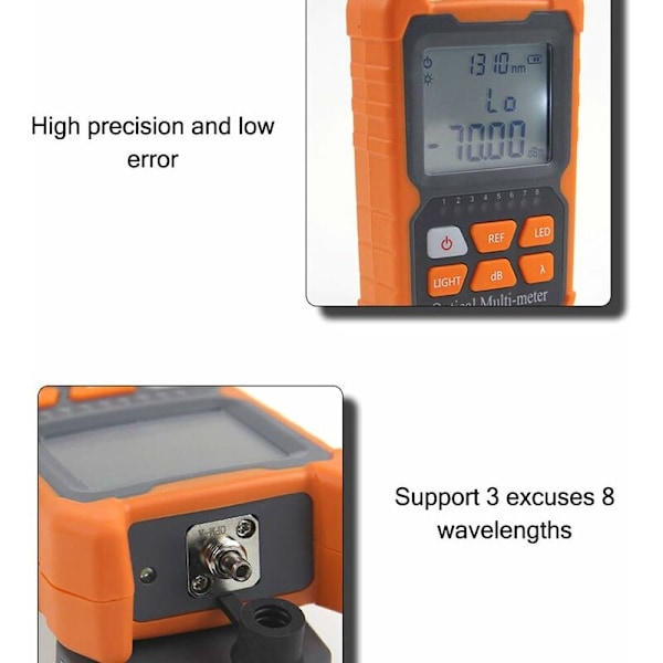 Optisk effektmeter, fiberoptisk kabeltester med LED-lys nettverkskabeltester