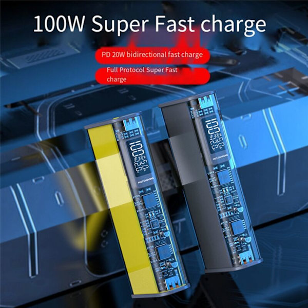 100W DIY-virtapankkikotelo USB-C-liitännällä, kaksisuuntainen latauslevy, 18650/21700-akku, harmaa