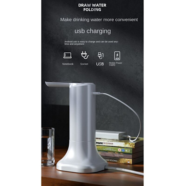 Elektrisk flaskepumpe Gallon Automatisk dispenser Bærbar sammenleggbar skrivebord flaskepumpe med base
