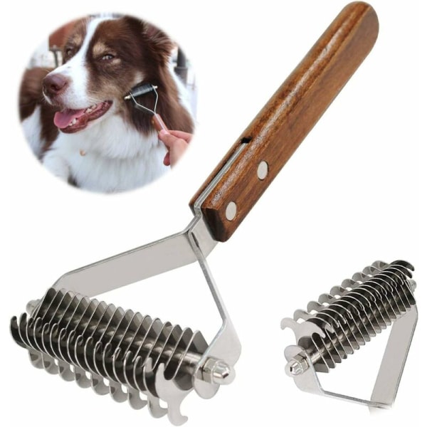 Coat King Rake Pet Undercoat Rake Dog Dematting Comb Pet Grooming Brush Deshedding Tool 17+9 Double Sided Teeth Undercoat Rake (DUAL)