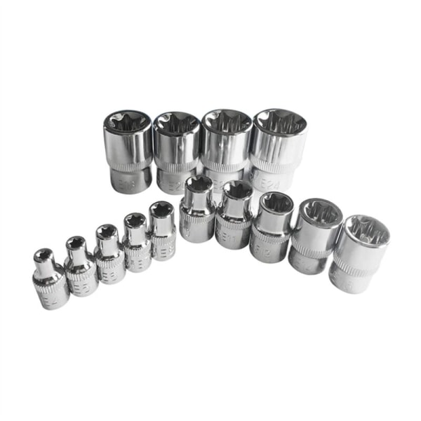 Tamper Proof Torx Star Bit Socket Set Torx Socket Set E4-E24 1/4 Tommers 3/8 Tommers 1/2 Tommers Drive 14 Pcs