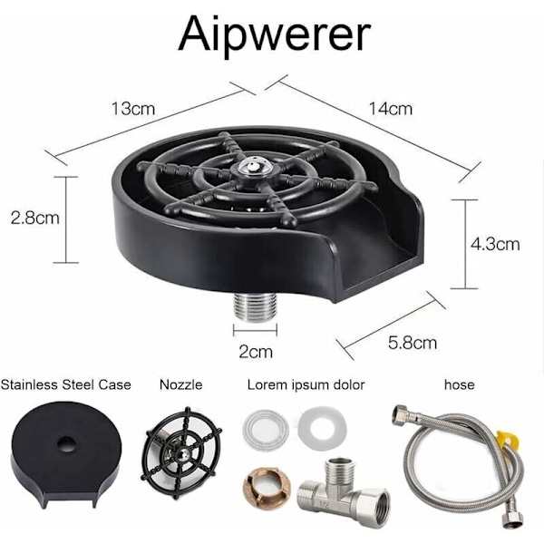 Glasrenser til vask, Rustfrit Stål Kopvasker, Med T-forbindelse og 80 cm Slange Automatisk Kopvaskerrenser, Bærbar Kopvaskemaskine Renser til Husholdning