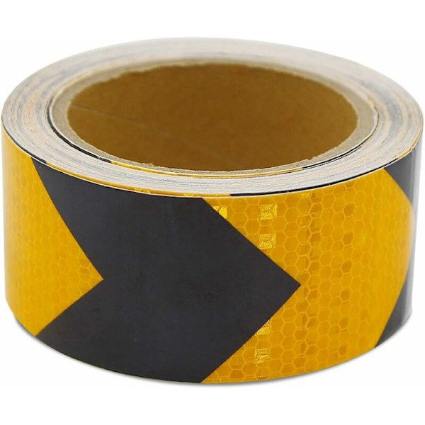 Reflekterende tape 5cm x 25m, Pil-Bikake Reflekterende Advarselstape for Tilhengere - Gul/Svart