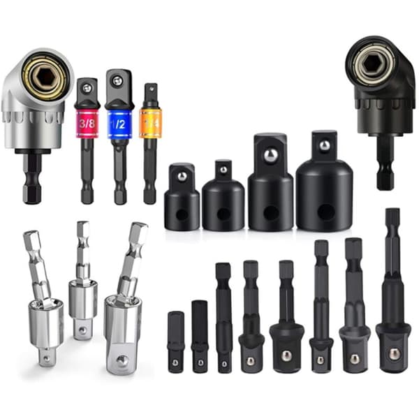 Drill Socket Adapter Converter for Impact Driver 105° Right Angle Drill Bit Attachment Adapter og Reducer Set
