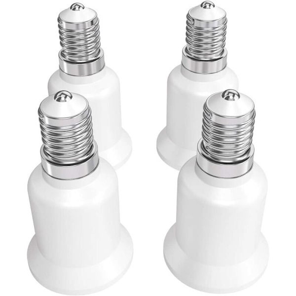 4x Sockeladapter - E14 till E27 Sockelomvandlare - E27 Baslampahållare Adapter för Halogen LED-lampa