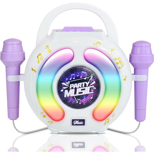Karaokemaskine til børn i alderen 4-12 med 2 mikrofoner, legemikrofon til børn i alderen 3-5, småbørnsmikrofoner Legetøj til at synge Great Boys Girls Birthd