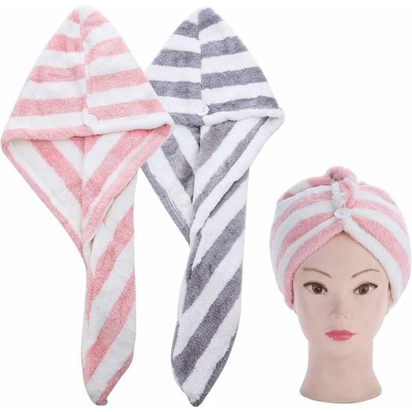 2 stk. Mikrofiber Hår Tørring Hætte til Kvinder Super Absorberende Hurtig Tørrende Turban til Bad Bruser
