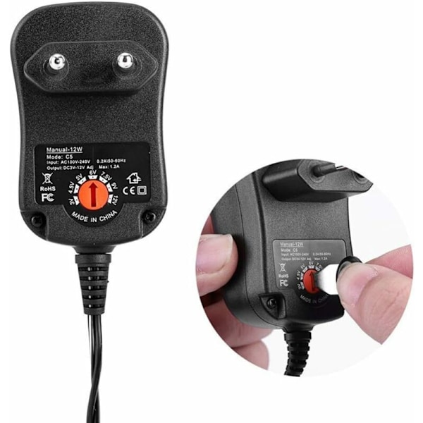 Strømadapter Oplader, Universal 12W/30W 8.4V 3V 4.5V 5V 6V 7.5V 9V 12V 1000mA 1A 2000mA 2A Reguleret Flere Spændinger Skift Ud