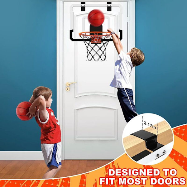 Innendørs Mini Basketballkurv med Elektronisk Display - for Dør og Vegg, Kontorrom, Basketballkurv for Tenåringer, Voksne