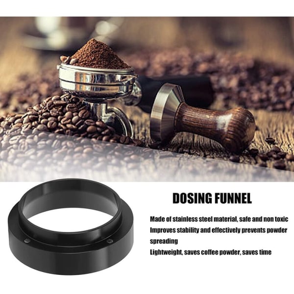 53mm espressodoseringsbeholder, magnetisk ring kaffemaskin tilbehør brygging kaffe tamper pulververktøy (svart)