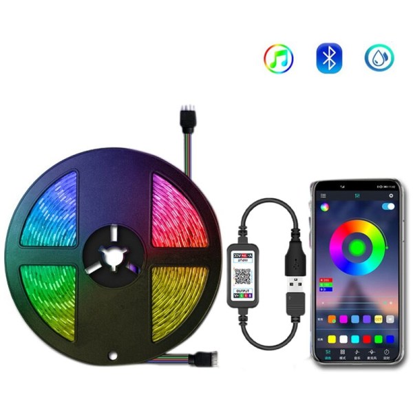 Vedenpitävä LED-valonauha 5050RGB Bluetooth-sovellus 5V Joustava valonauha Koti sisustus RGB-valonauha 3 metriä